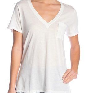 Hi/Lo Raw Edge V-Neck Tee